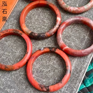 2A61 天然南红玛瑙手镯一物一图磨砂铁皮包浆南红特色料首饰礼物