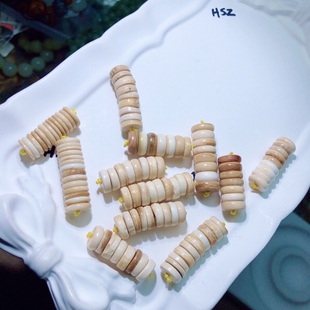 I106天然猛犸盘珠隔片文玩星月配件9-10mm菩提配饰橄榄核隔珠一组