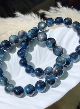 kk0917天然海蓝宝单圈手链变态蓝圆珠魔鬼蓝冰蓝10mm水晶多宝串