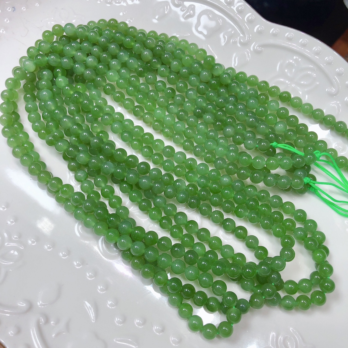 天然和田玉碧玉苹果绿佛串猫眼高货几乎无黑手链项链