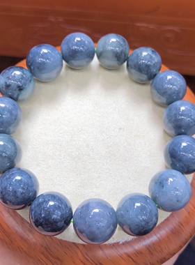 P377 缅甸料天然A货翡翠乌鸡种手链单圈圆珠13mm手串首饰