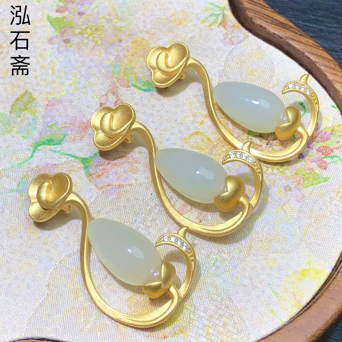YY0596 天然和田玉羊脂白玉玉兰花吊坠s925银男女国风古典34/18mm