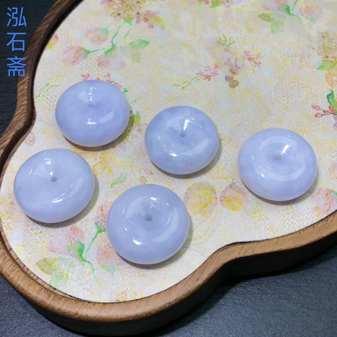ZZ0105 天然A货翡翠平安扣吊坠面包扣冰紫翡春彩23-24mm圆牌编绳