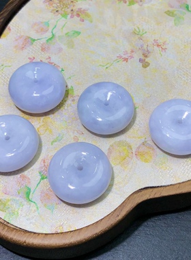 ZZ0105 天然A货翡翠平安扣吊坠面包扣冰紫翡春彩23-24mm圆牌编绳