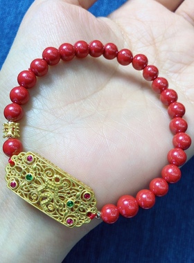 朱砂帝王红砂岁岁牌手链