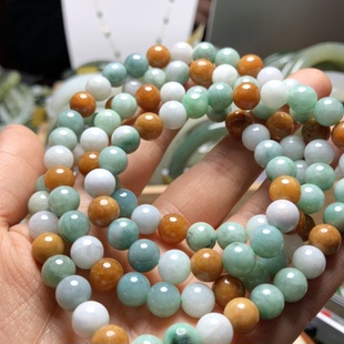 天然A货翡翠多宝佛串8mm红翡黄翡佛珠高货 R058