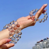 VV0558天然白水晶泡泡珠手链串全净体牛鼻孔单圈10mm网红爆款 送线