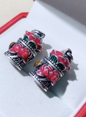 足银莲花香囊镂空嘎乌盒吊坠