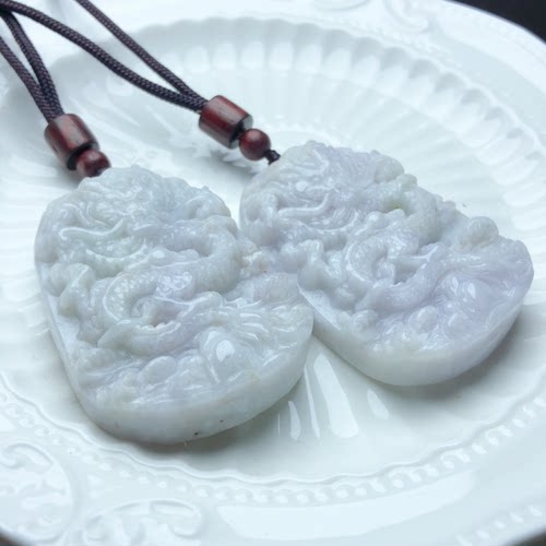 T368 缅甸料天然A货翡翠龙牌吊坠龙腾四海霸气紫翡挂坠54*36
