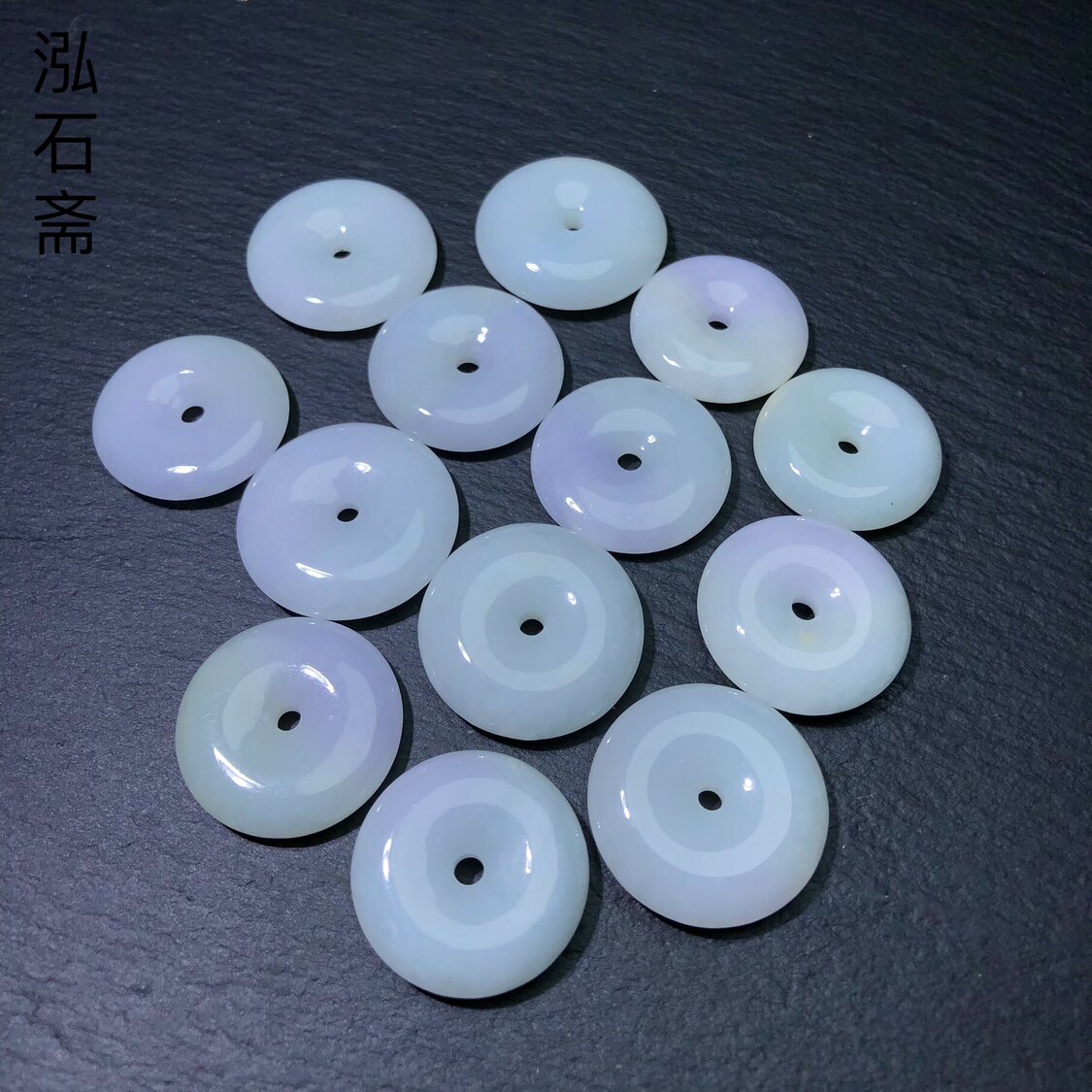 ZZ0850 缅甸天然A货翡翠平安扣吊坠21-23mm春彩紫翡圆牌挂件情侣