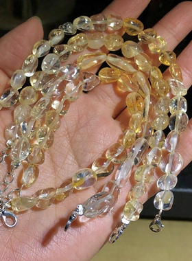53A203 天然黄水晶渐变色碎银子手链随行单圈6-8mm单圈男女礼物