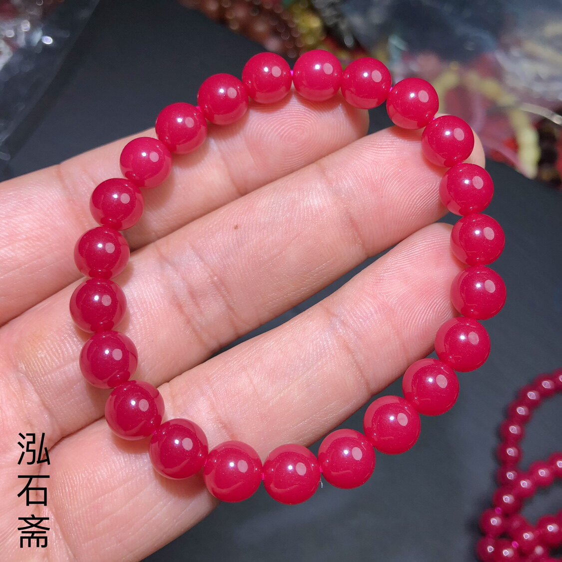 ZZ0529 红宝石手链8mm红刚玉手串本命年情侣礼物单圈