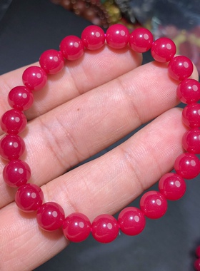 ZZ0529 红宝石手链8mm红刚玉手串本命年情侣礼物单圈