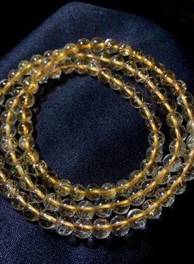 1A284 天然发晶三圈手链串5-6mm钛金暴力财吸金多圈首饰礼物女