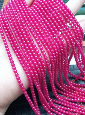 Q1113-4mm红宝石红宝半成品合成长链散珠手链项链diy隔珠配
