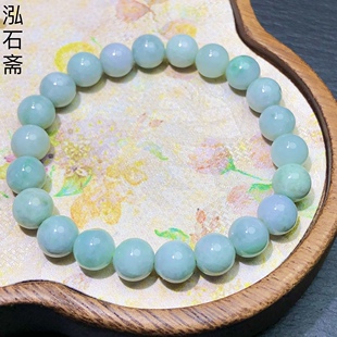 QQ0885 天然A货翡翠手链串白底青飘花单圈8mm缅甸料