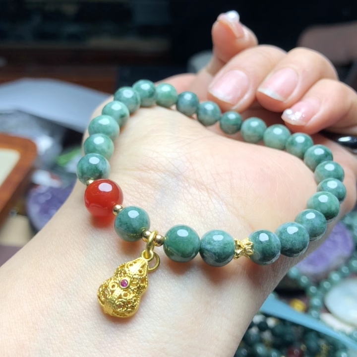 天然A货翡翠原创葫芦款手链