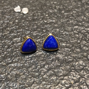 P270 天然青金石耳钉s925银老矿料8mm帝王青菱形款女手链首饰女