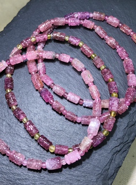 天然碧玺手链糖果马卡龙回纹桶珠多宝色约5mm女款首饰礼物