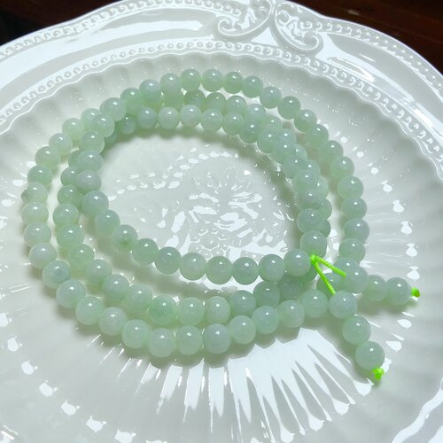 P022 缅甸料天然A货翡翠手链佛串毛衣链果绿底4-5mm佛串首饰礼物