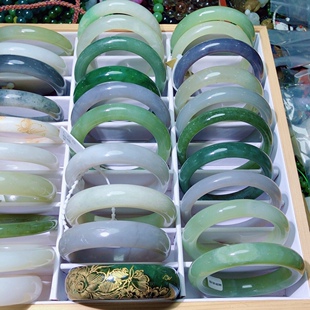 DD0387 天然和田玉手镯老碧玉描金晴水烟紫白玉青花翠青手镯女