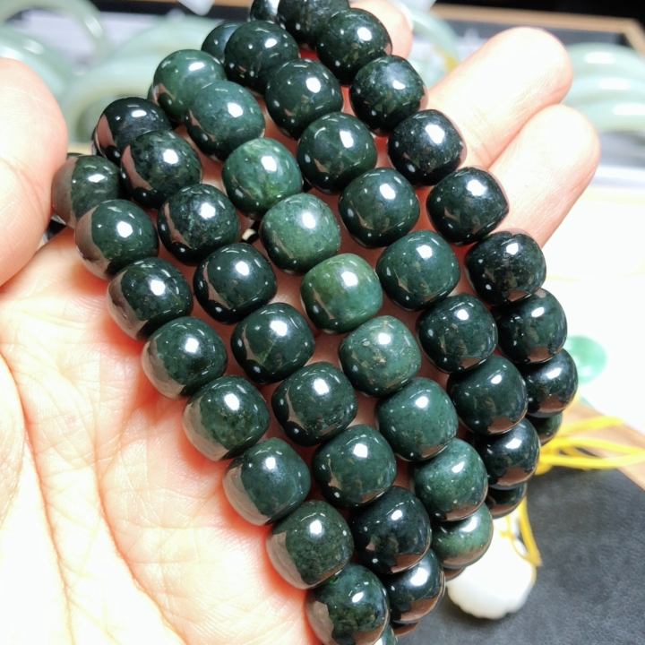 天然和田玉手链青玉9mm老型