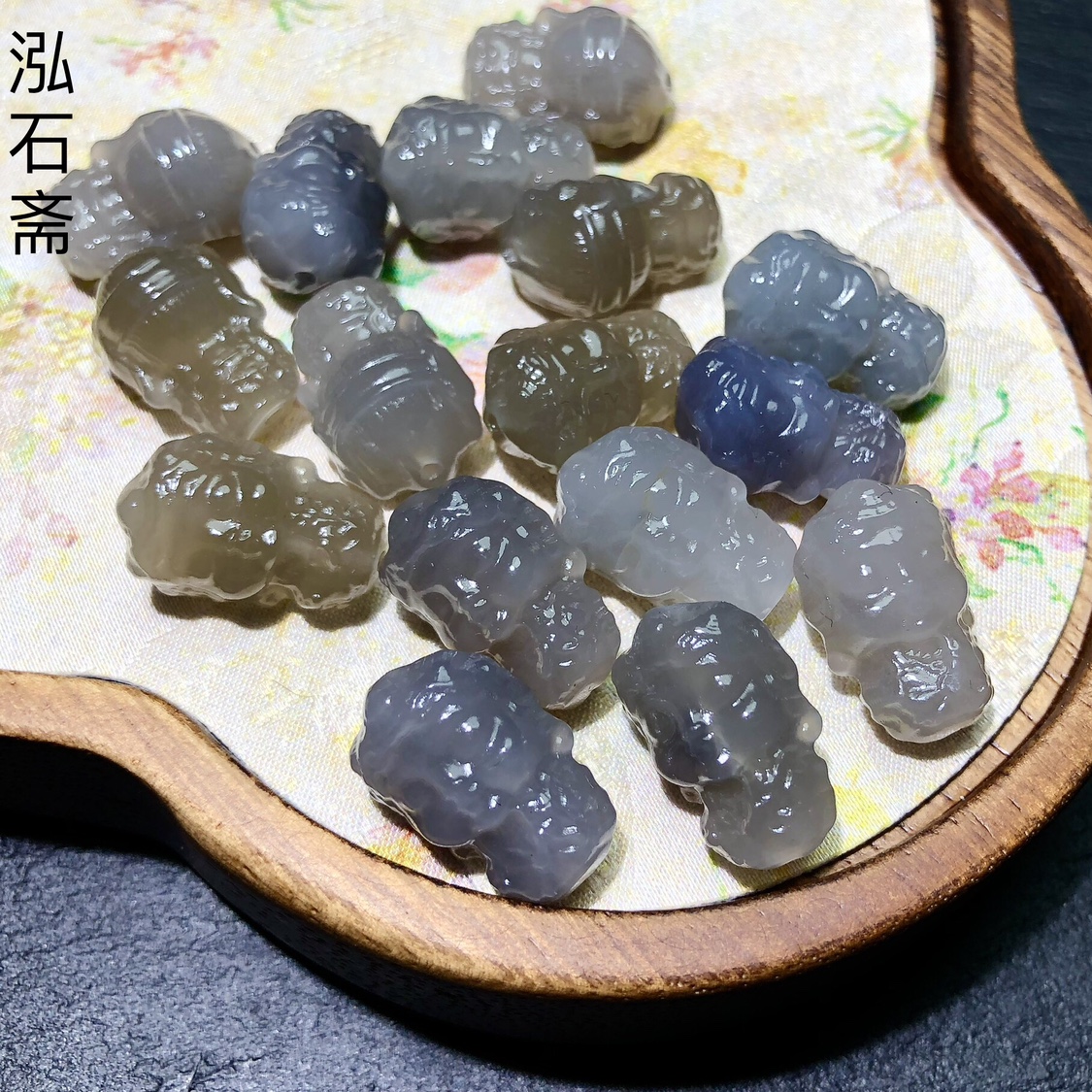 ZZ0120 天然和田玉烟紫通孔度母观音吊坠diy17/11mm帝王紫冰美人