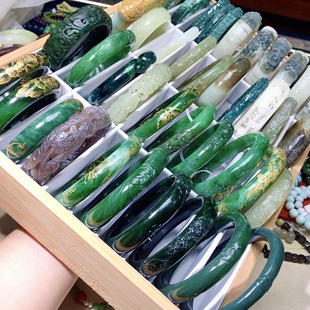 天然和田玉手镯碧玉烟紫翡翠挫金首饰礼物玉镯宽版 V856 一物一图