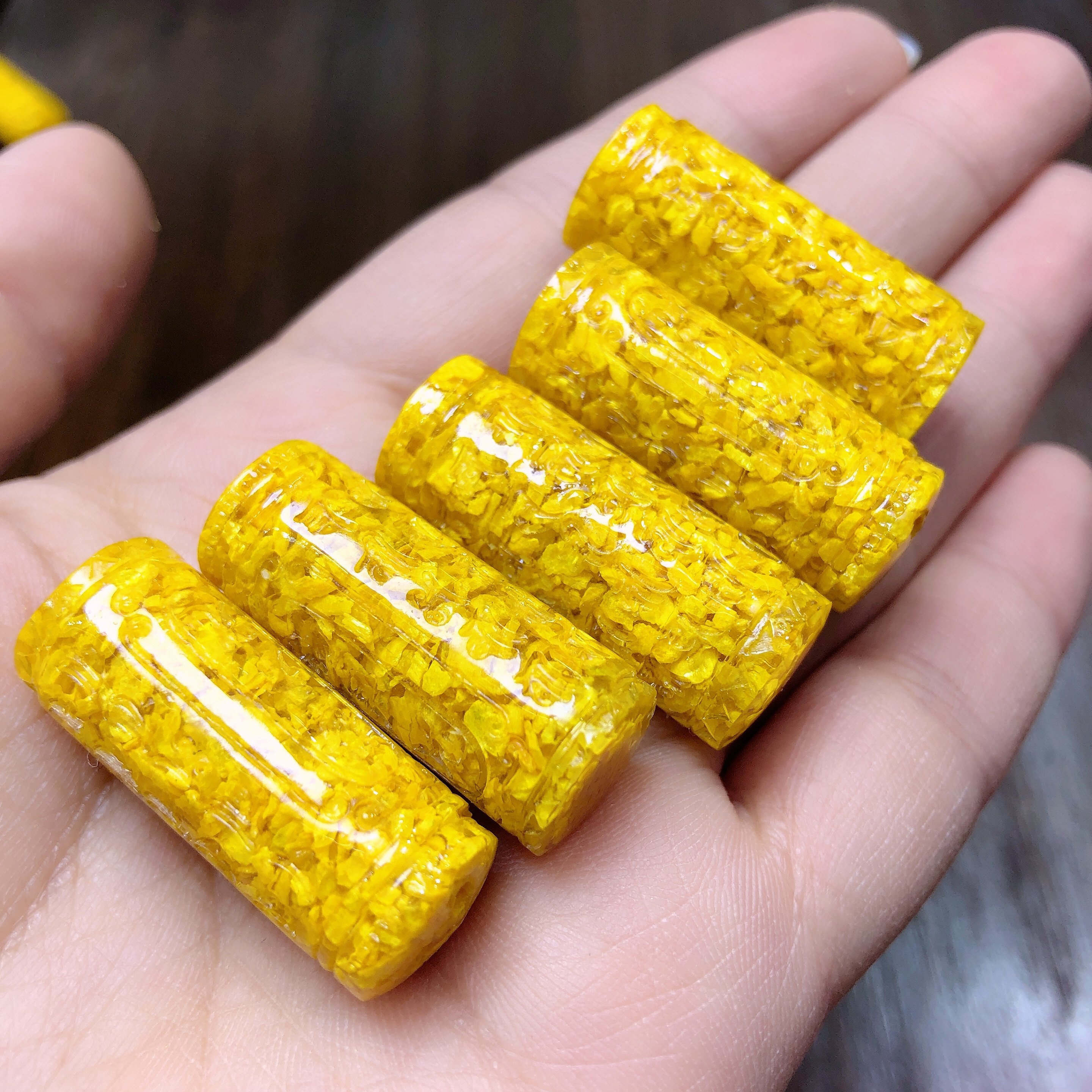 泓石斋 雄黄朱砂楞严咒吊坠本命年朱砂颗粒楞配件饰品挂坠25/7mm