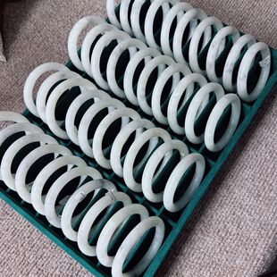 Y728 天然和田玉白玉手镯羊脂白青花圆条镯首饰礼物