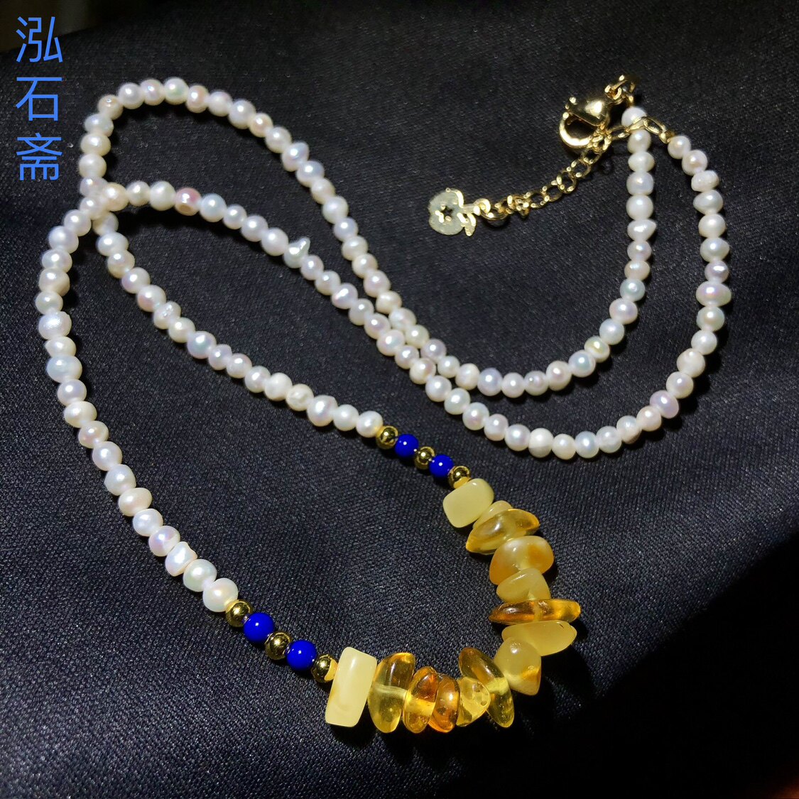 1A614 天然白珍珠锁骨项链原创蜜蜡饼子原石妈妈链约4mm首饰礼物