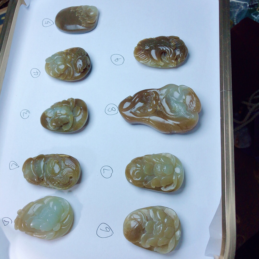 DD0318天然和田玉糖料吊坠一物一图黄金糖老红糖挂件糖白挂件编绳