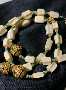 GG0809 天然猛犸象牙桶珠手链方糖随行单圈6-7mm单圈diy沉香木