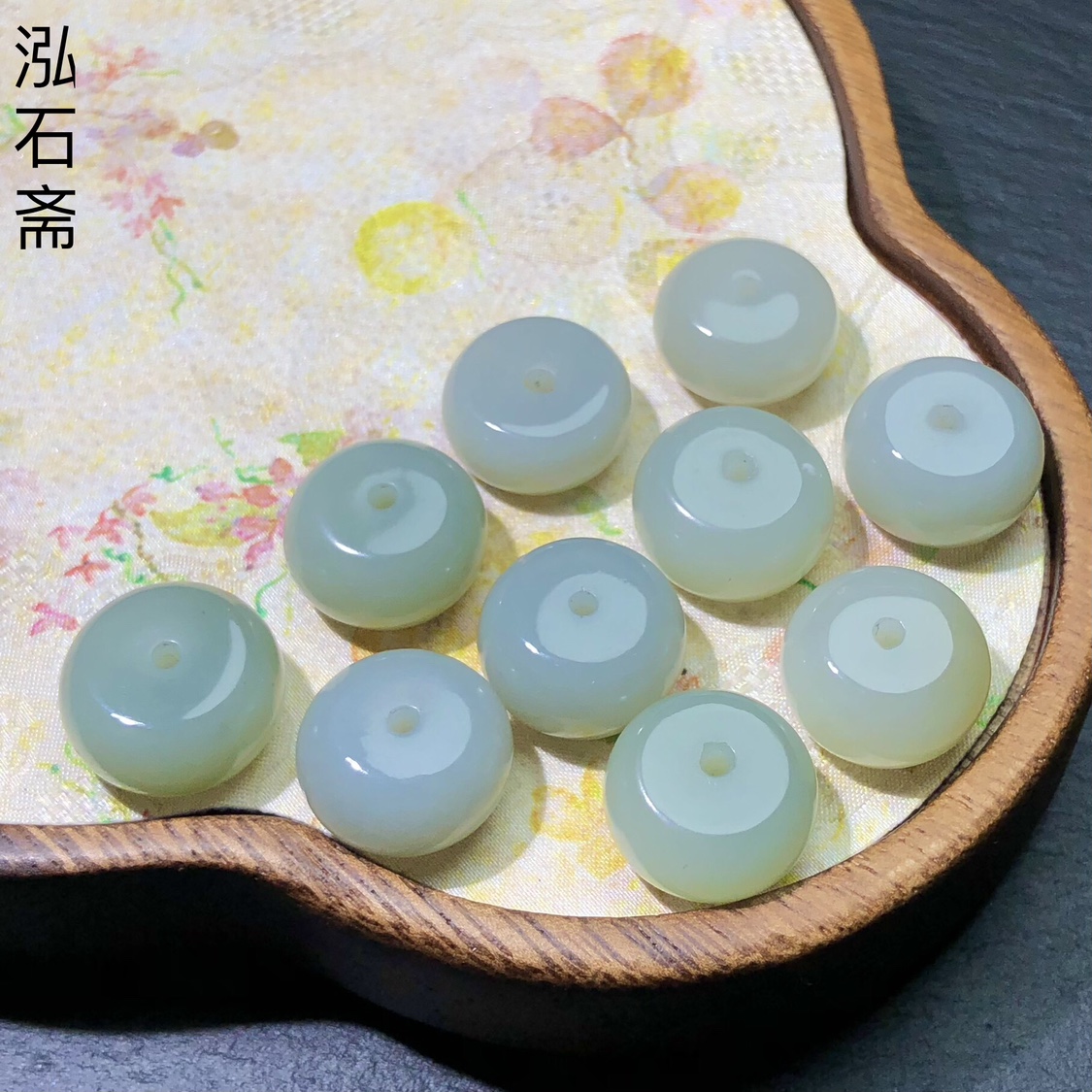 QQ0887 天然和田玉且末蓝吊坠平安扣16mm