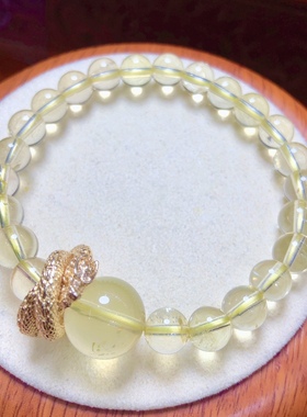 P393 天然黄水晶手链原创柠檬黄水晶首饰礼物7/12mm龙环水晶手串