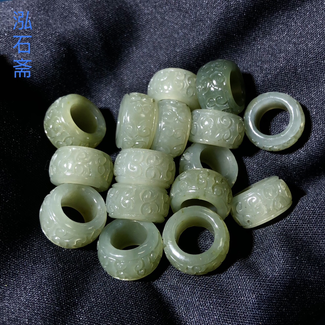 GG0815 天然和田玉冰清水雕刻祥云如意跑环diy手链佛珠文玩配饰