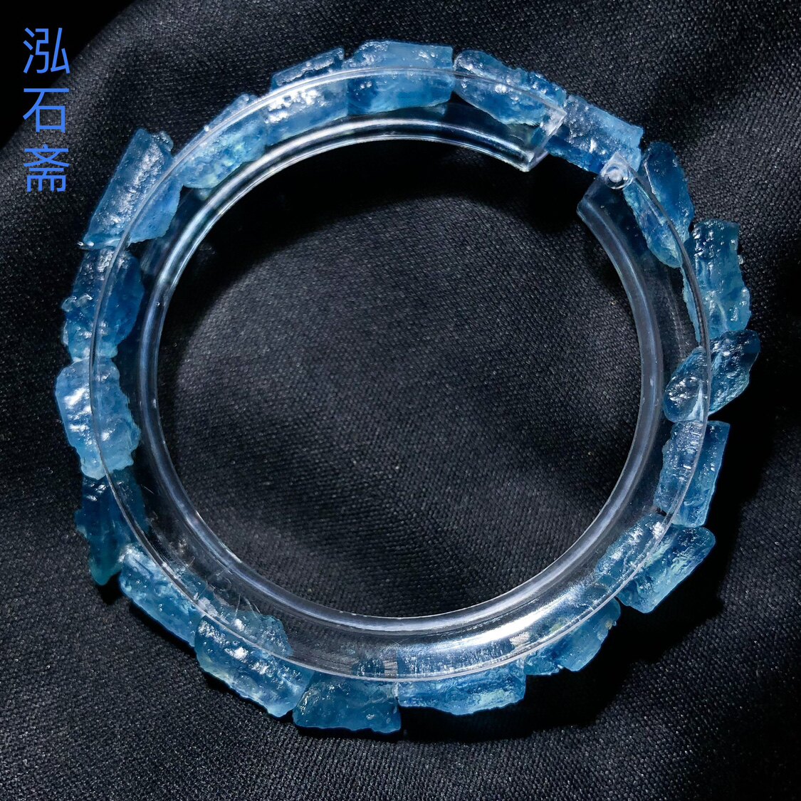 1A385 天然海蓝宝原石随行手链串变态蓝魔鬼蓝6-9mm单圈首饰礼物