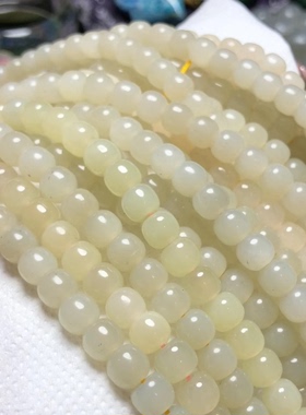 F572天然和田玉佛珠蜂蜜水老料7mm