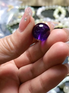 M061天然紫水晶吊坠18k11-12mm