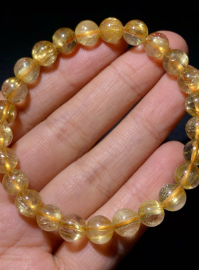 天然金发晶手链串顺发板钛吸金男女单圈水晶猫眼 一物一图