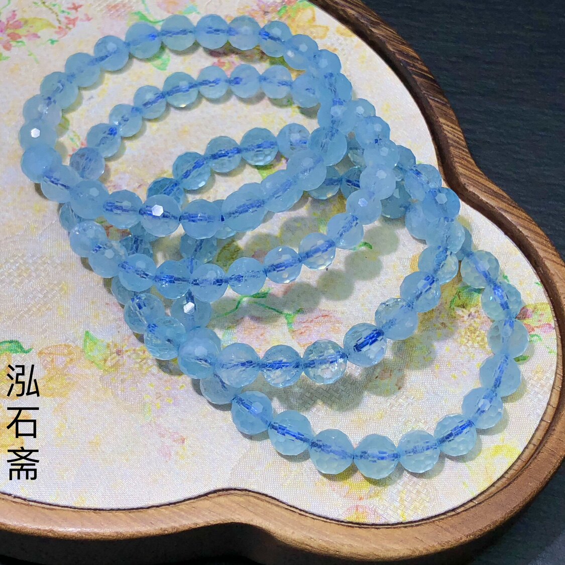 YY0534 天然海蓝宝刻面手链串仙冰蓝切面单圈8-9mm男女首饰礼物