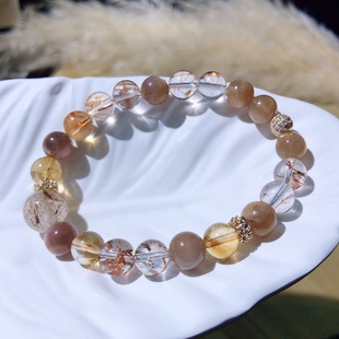 S895 天然超七能量水晶手串单圈8mm首饰礼物高货多宝