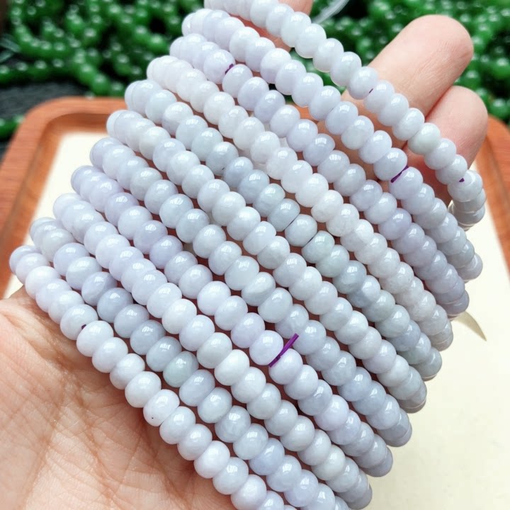 缅甸天然a货翡翠手链算盘珠单圈
