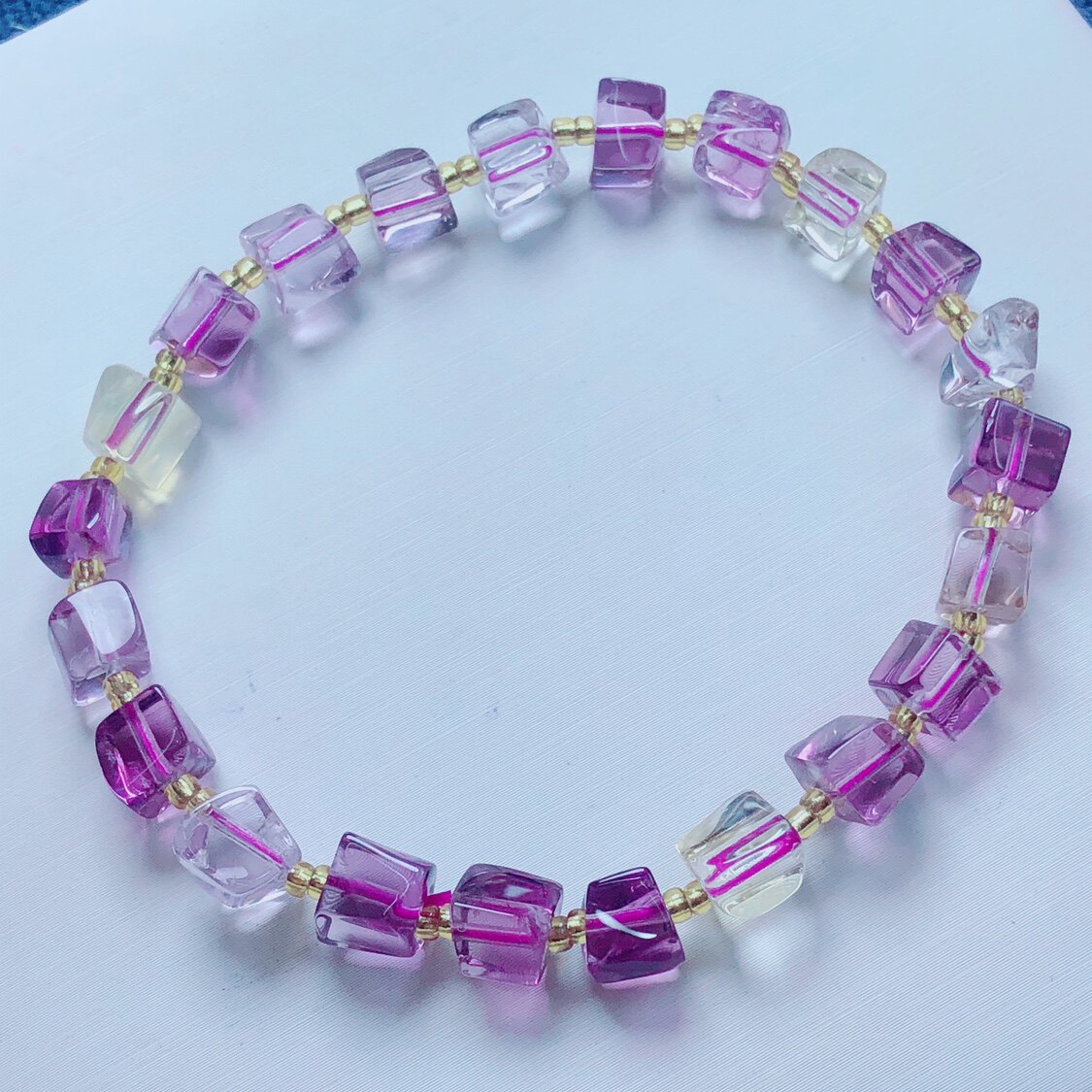 x652 天然紫黄晶手链随形手串5-6mm小众设计女款手饰礼物单圈素圈