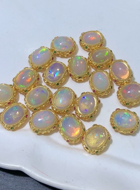 ZZ0585 天然欧泊通孔配件火彩好彩欧泊隔珠diy手链配饰12/9mm