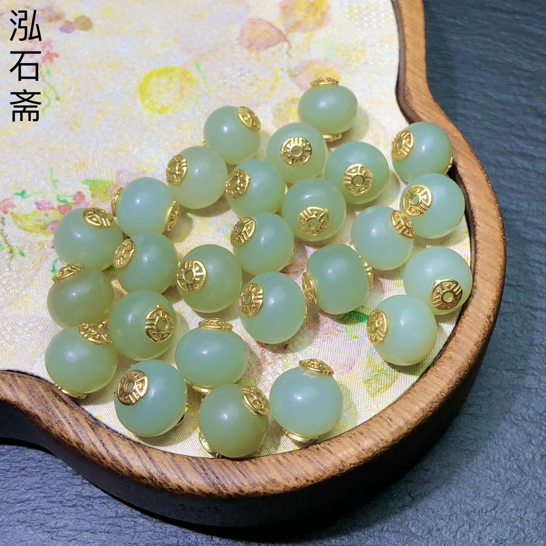 ZZ0064 天然和田玉且末蓝转运珠吊坠10mm单散珠diy配件