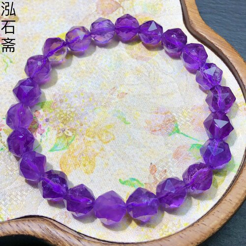 ZZ0024 天然紫水晶刻面手链串乌拉圭7-8mm单圈阿塞男女礼物