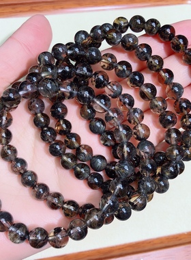 黑极光手链圆珠手串单圈能量手串