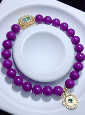 P247 紫云母手链香芋紫8mm原创单圈手串情侣首饰礼物