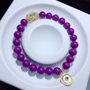 P247 紫云母手链香芋紫8mm原创单圈手串情侣首饰礼物